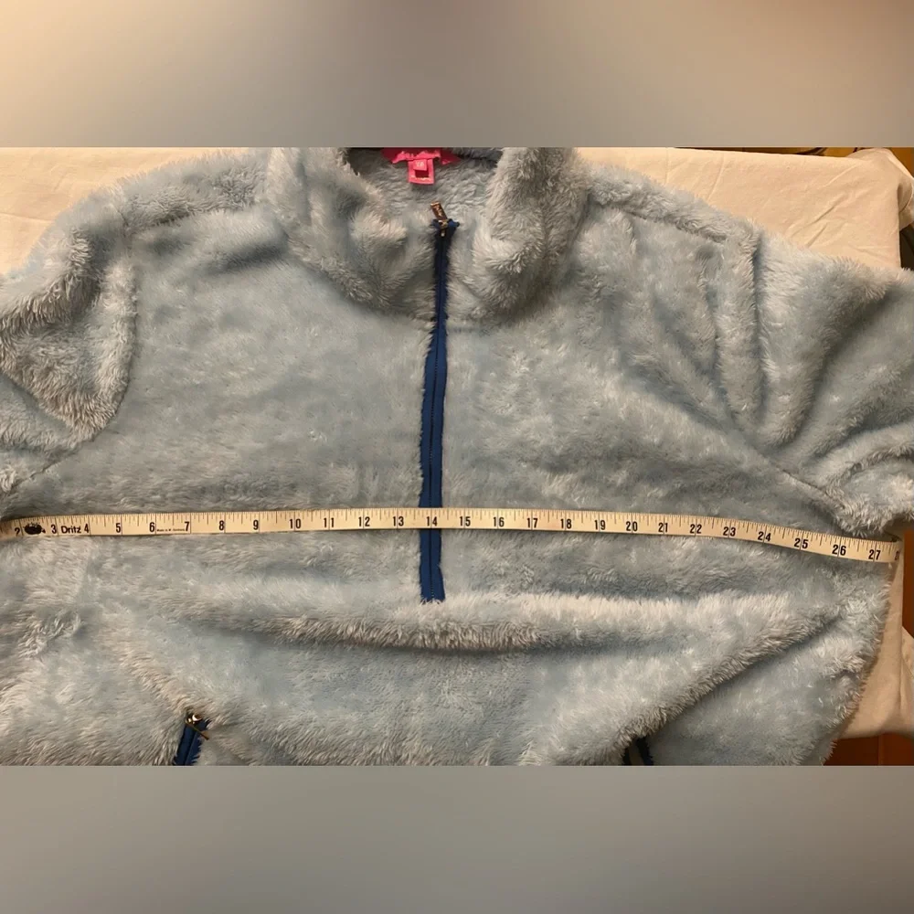 🎉HP🎉Lilly Pulitzer Skipper Sherpa Popover Fleece Fuzzy Half Zip Skim blue XXL - Picture 9 of 10